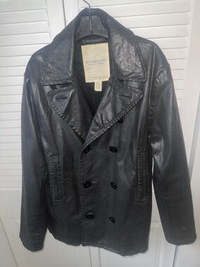 Ralph Lauren Denim & Supply Jacket Pea Coat Waxed Black Military Marine XXL